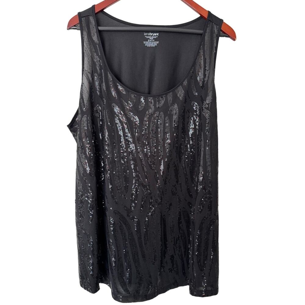 Lane‎ Bryant Black Sequin Sleeveless Blouse Size 22/24